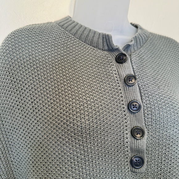 AE | Open Knit Henley Olive Green VSCO Cozy Pullover Sweater - Picture 5 of 14